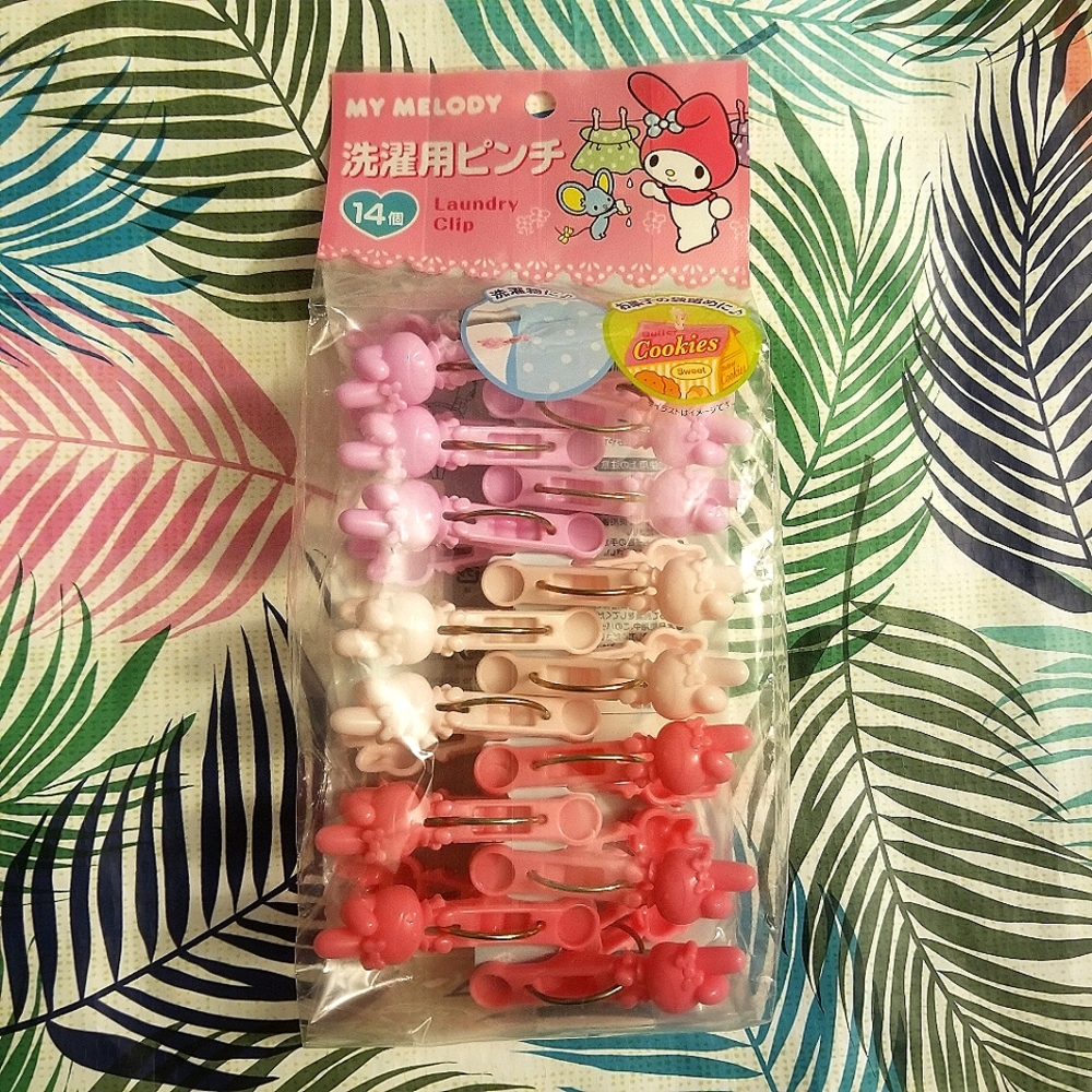 14 Pieces Sanrio My Melody Bunny Rabbit Pink Laundry Food Snack Bag Clips NWT